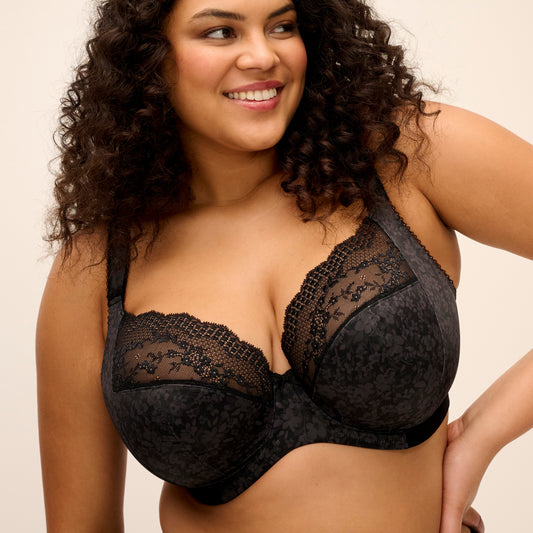 Lucie Stretch Plunge Bra in Black, front