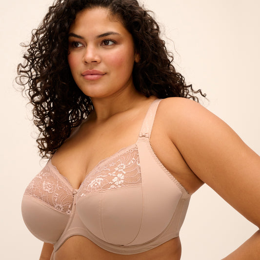 Morgan Stretch Banded Bra in Sahara, front