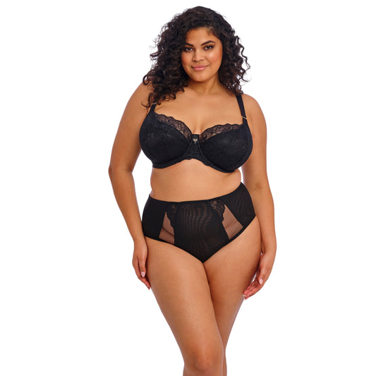 Elomi Brianna Padded Half Cup Bra in Black, front