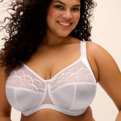 Cate Full Cup Banded Bra in White, front