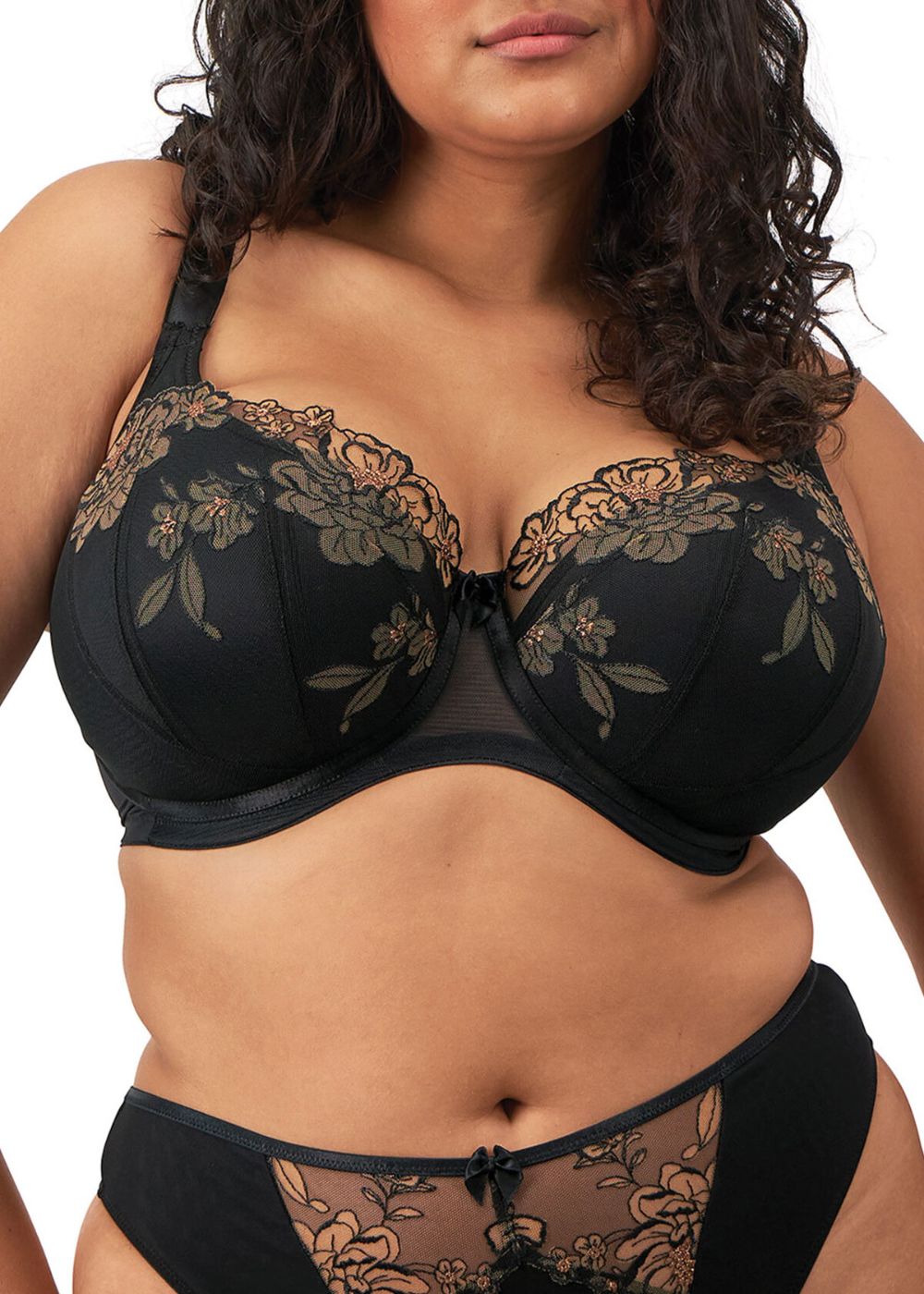 Elomi Teagan Padded Half Cup Bra Black/Almond