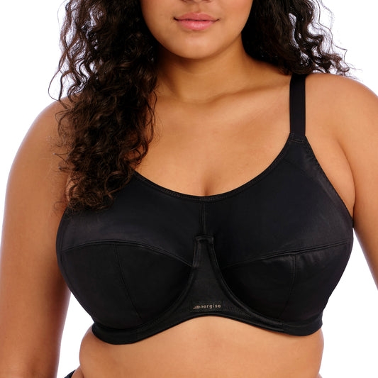 Energise Sports Bra in Black, front