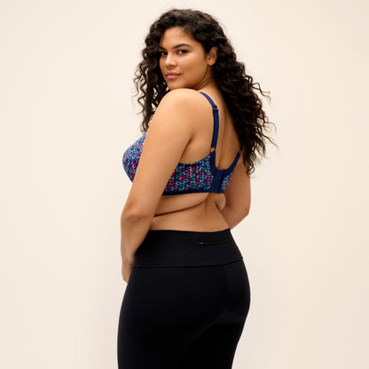 Energise UW Sports Bra with J Hook in Navy Geo, back