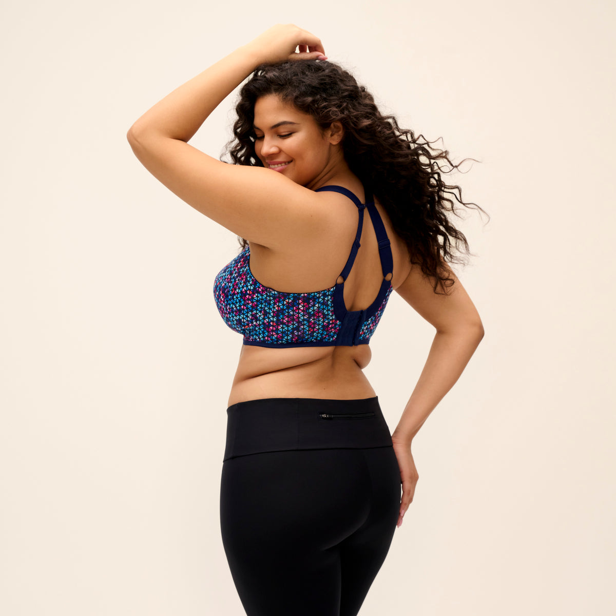 Energise UW Sports Bra with J Hook in Navy Geo, back