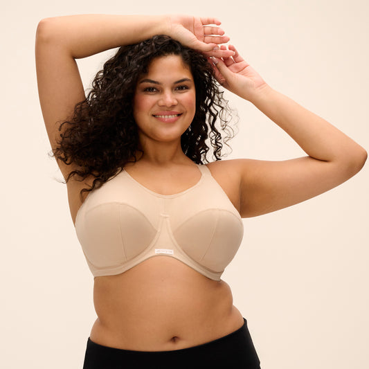 Energise Sports Bra in Nude, front