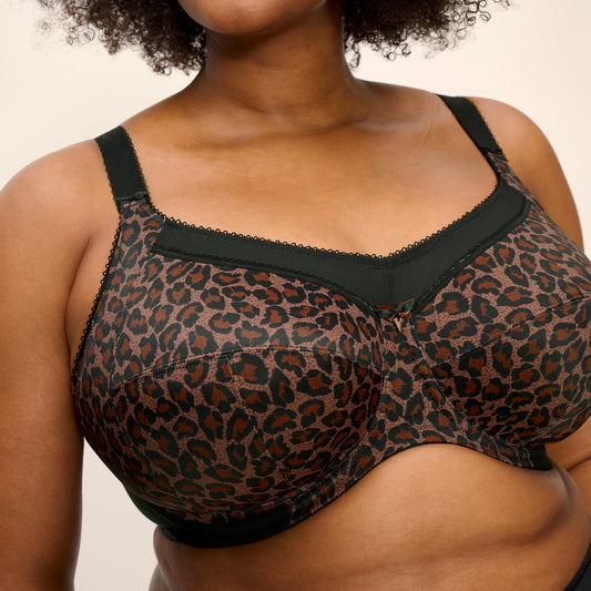 Goddess Kayla Full Cup Bra in Dark Leopard, front