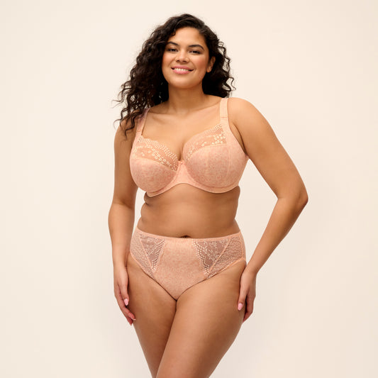 Lucie Stretch Plunge Bra in Pale Blush, front