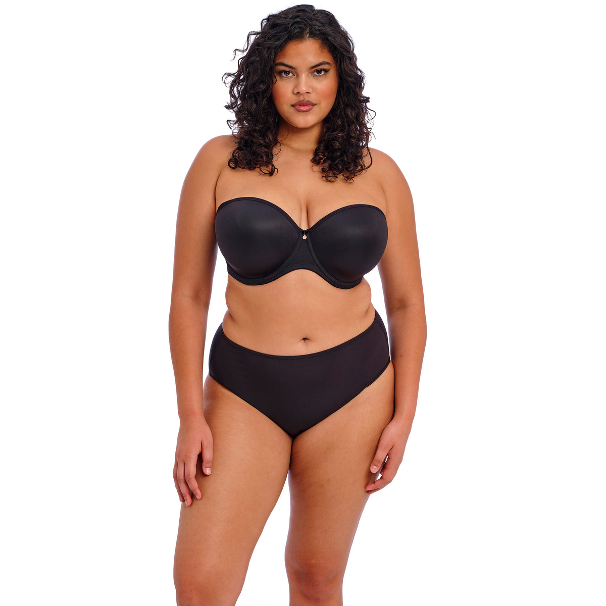 Smooth Moulded Strapless Bra in Black, front