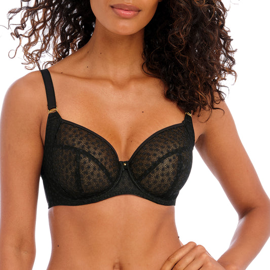 Freya Starlight Hero Balcony Side Support Bra in Black, front
